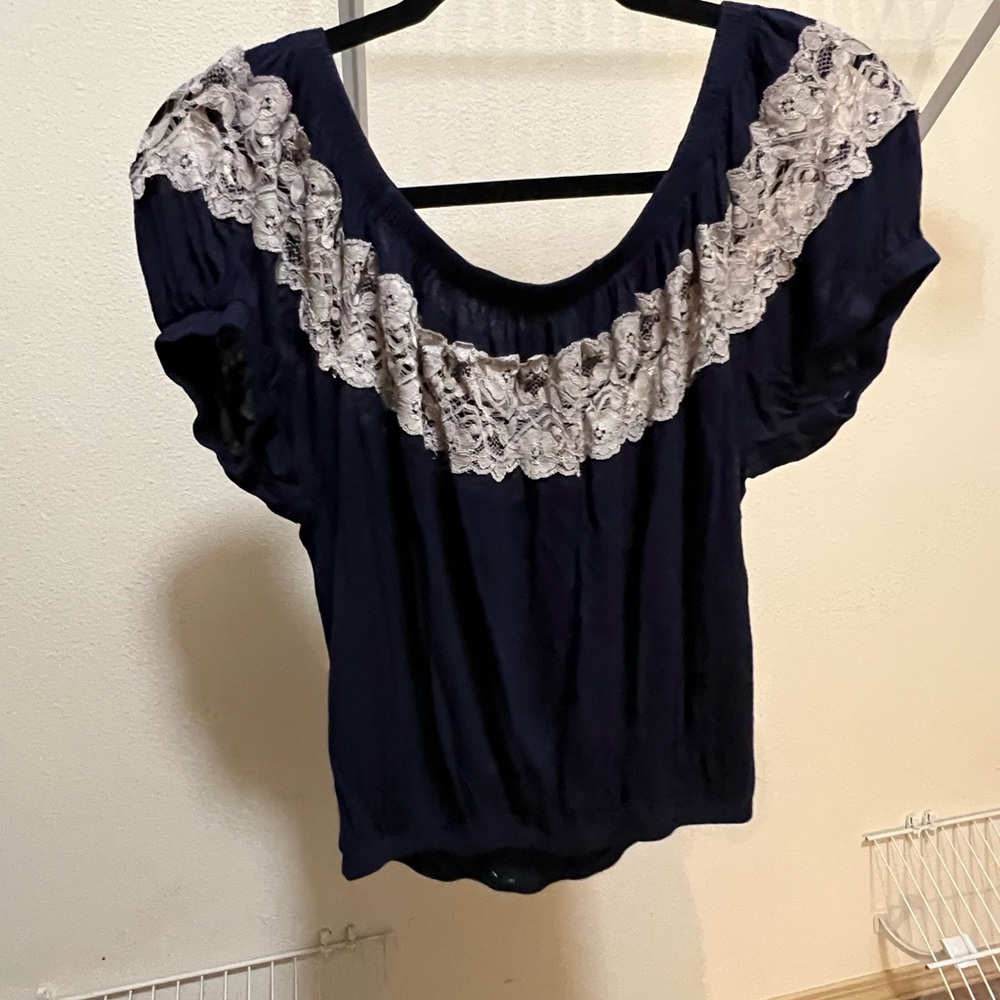 Navy blue and lace blouse